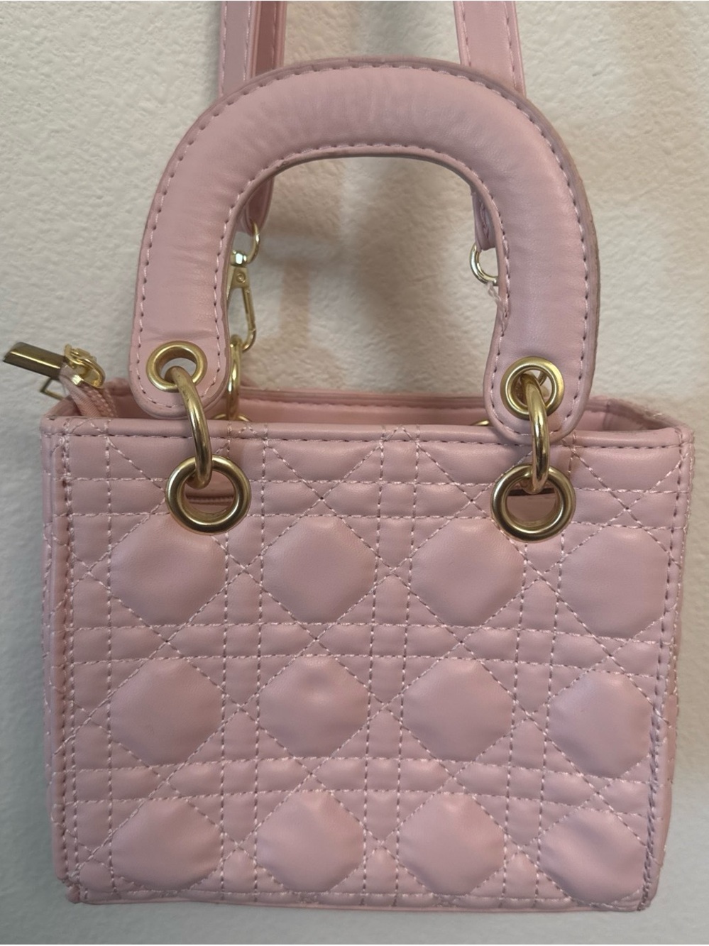 Pink Quilted Top-Handle Bag